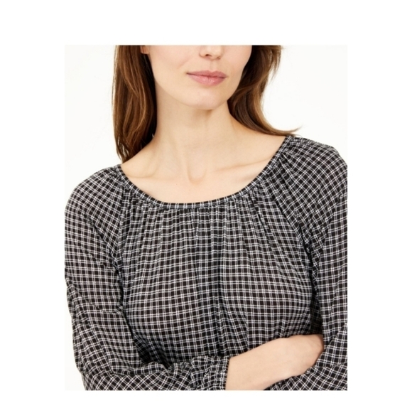 Michael kors plaid houndstooth print quarter sleeve top - Picture 2 of 5